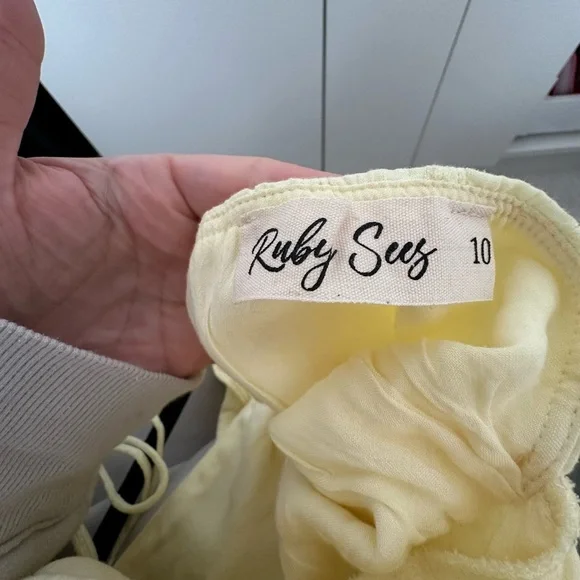 Yellow Mini Ruffled Dress - Picture 2 of 3